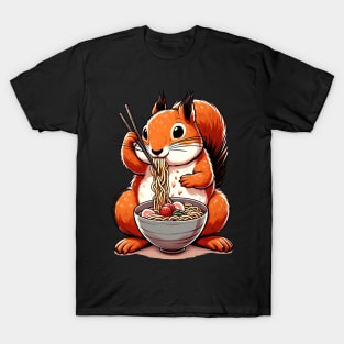 Urban Tree Hoppers Squirrel Eating Noodle Tee for Wildlife Devotees T-Shirt